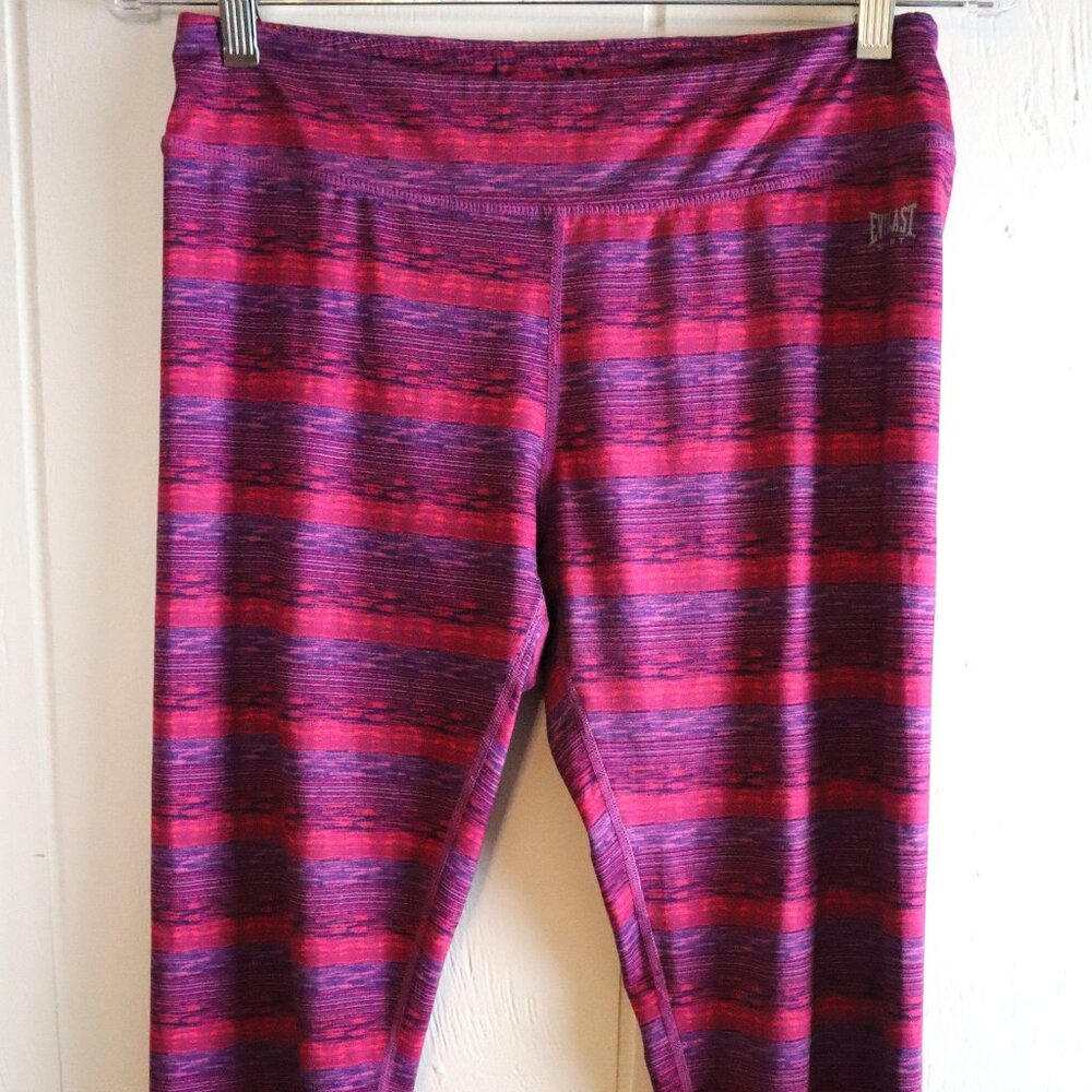 Everlast Sport Pink Purple Striped Athletic Leggings Pants Girls XL 14/16